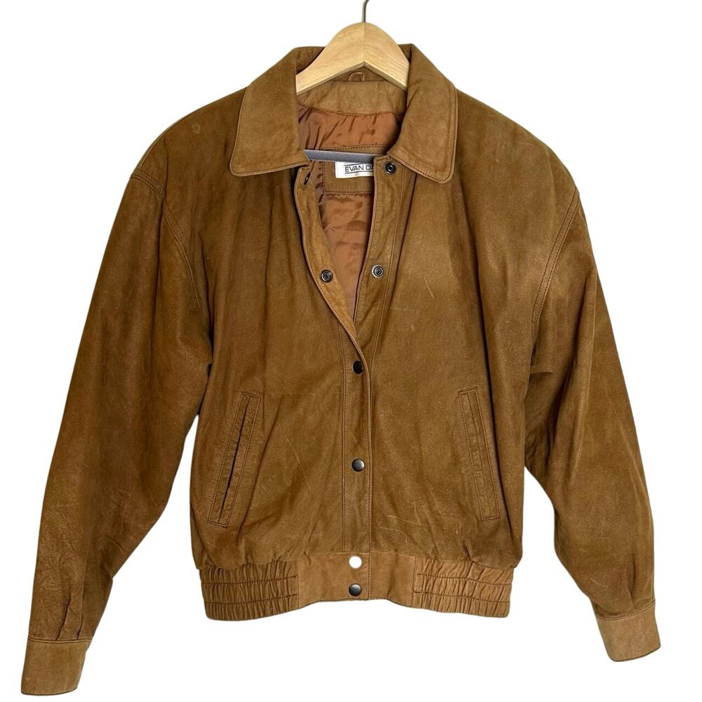 VTG Evan Davies Brown Suede Bomber Jacket Heritage Leather Size 4